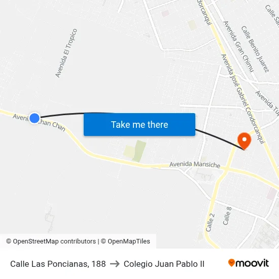 Calle Las Poncianas, 188 to Colegio Juan Pablo II map