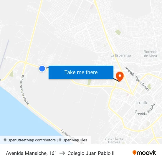 Avenida Mansiche, 161 to Colegio Juan Pablo II map