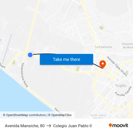 Avenida Mansiche, 80 to Colegio Juan Pablo II map