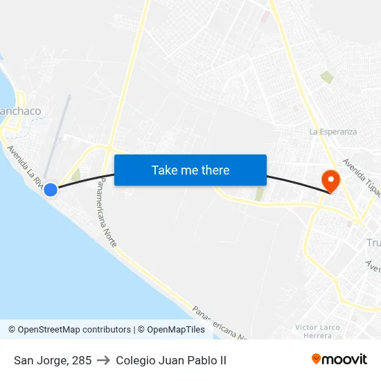 San Jorge, 285 to Colegio Juan Pablo II map