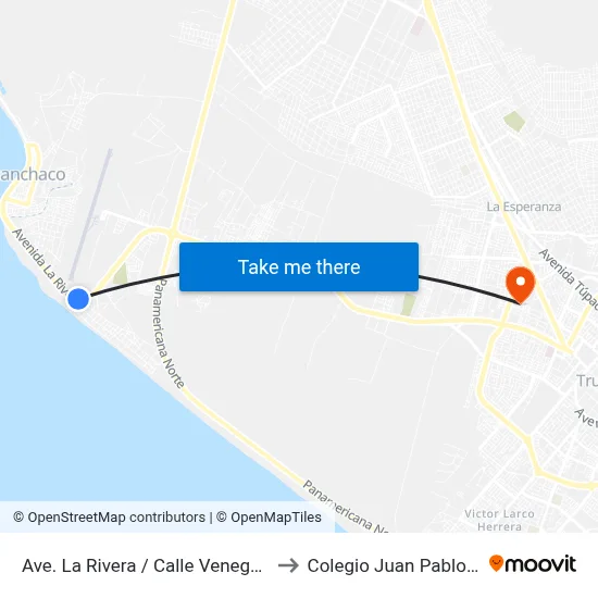 Ave. La Rivera / Calle Venegas to Colegio Juan Pablo II map