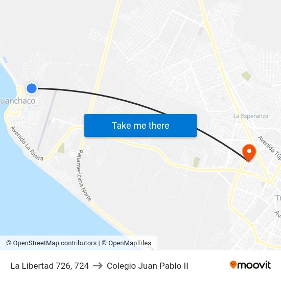 La Libertad 726, 724 to Colegio Juan Pablo II map