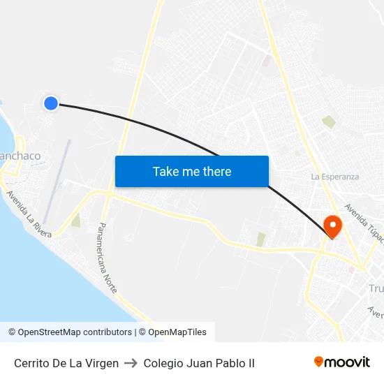 Cerrito De La Virgen to Colegio Juan Pablo II map