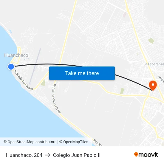 Huanchaco, 204 to Colegio Juan Pablo II map