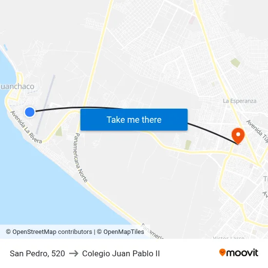 San Pedro, 520 to Colegio Juan Pablo II map