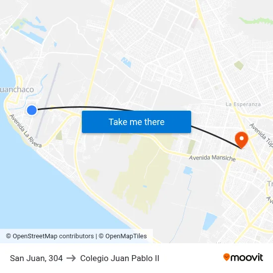 San Juan, 304 to Colegio Juan Pablo II map