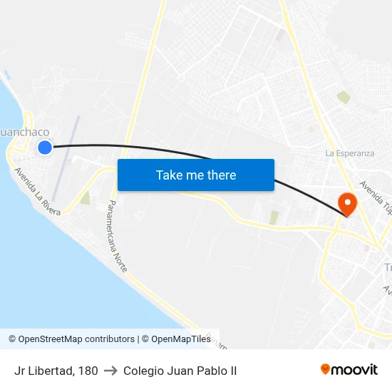 Jr Libertad, 180 to Colegio Juan Pablo II map