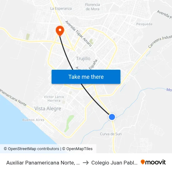 Auxiliar Panamericana Norte, 980 to Colegio Juan Pablo II map