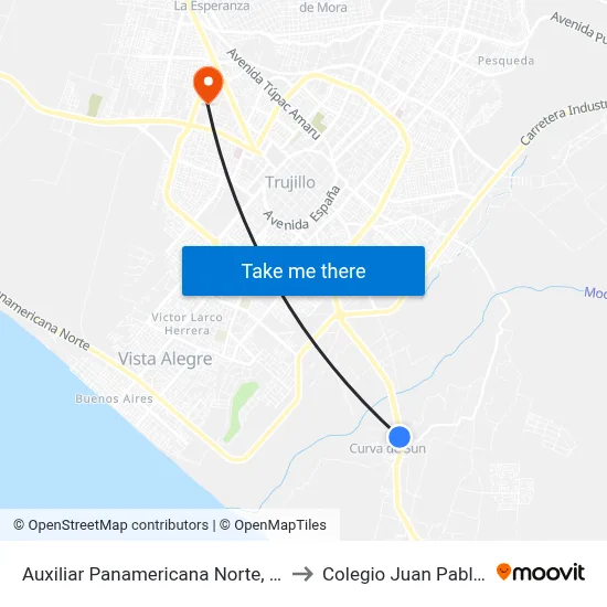 Auxiliar Panamericana Norte, 780 to Colegio Juan Pablo II map