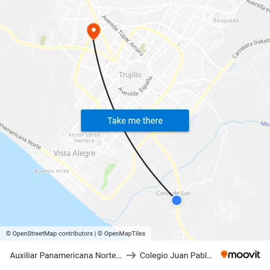 Auxiliar Panamericana Norte, 3 to Colegio Juan Pablo II map