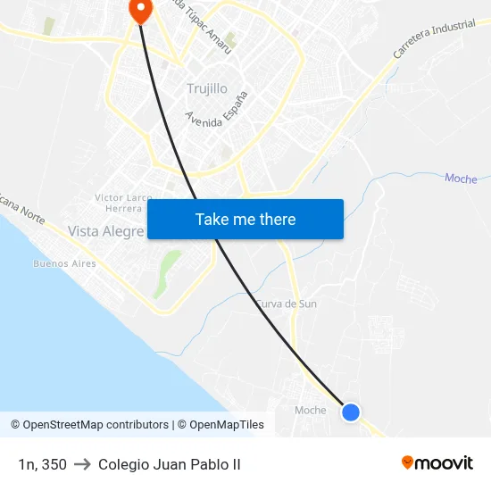 1n, 350 to Colegio Juan Pablo II map