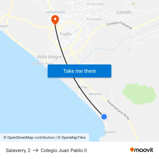 Salaverry, 2 to Colegio Juan Pablo II map