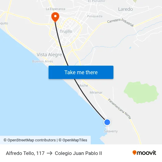 Alfredo Tello, 117 to Colegio Juan Pablo II map