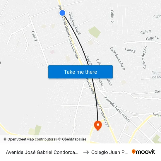 Avenida José Gabriel Condorcanqui, 2505 to Colegio Juan Pablo II map