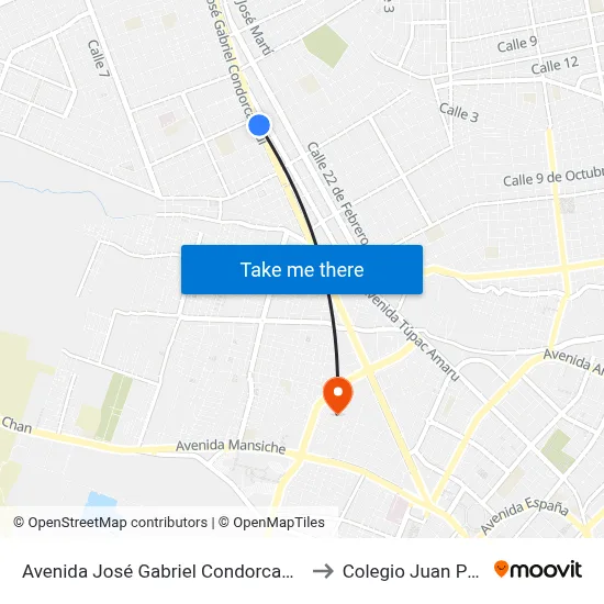 Avenida José Gabriel Condorcanqui, 1686 to Colegio Juan Pablo II map