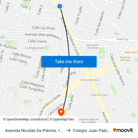 Avenida Nicolás De Piérola, 1800 to Colegio Juan Pablo II map