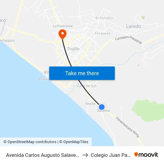 Avenida Carlos Augusto Salaverry, 101 to Colegio Juan Pablo II map
