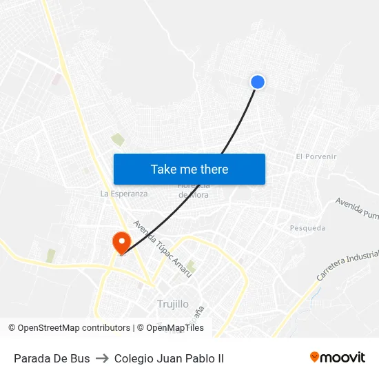Parada De Bus to Colegio Juan Pablo II map