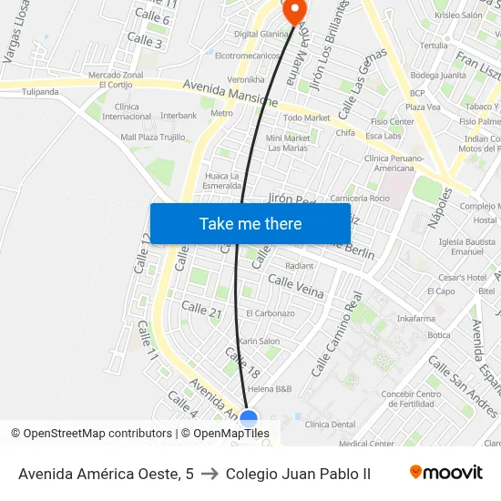 Avenida América Oeste, 5 to Colegio Juan Pablo II map