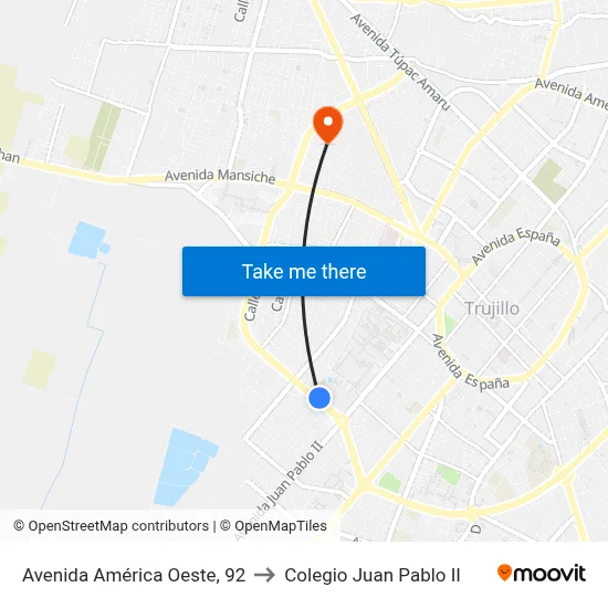 Avenida América Oeste, 92 to Colegio Juan Pablo II map