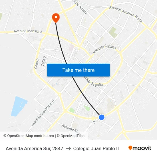 Avenida América Sur, 2847 to Colegio Juan Pablo II map