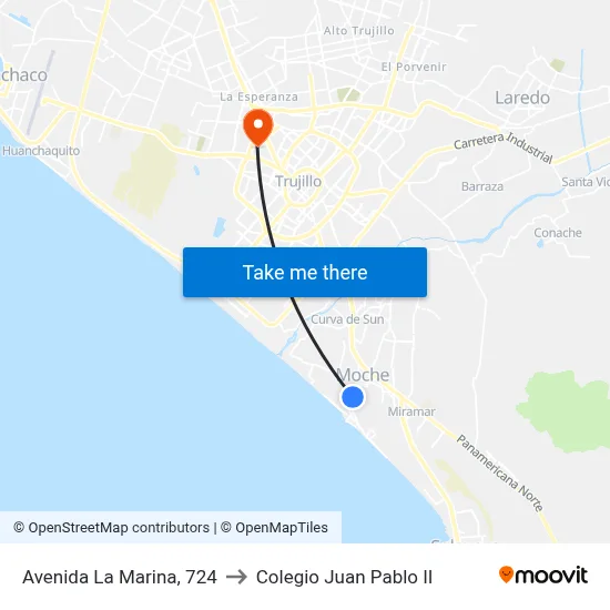 Avenida La Marina, 724 to Colegio Juan Pablo II map