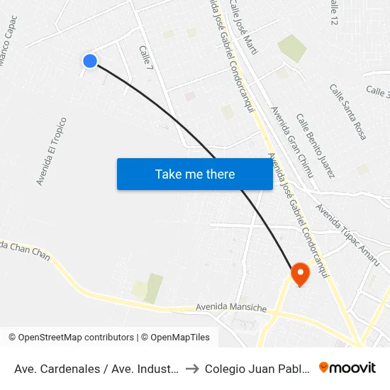 Ave. Cardenales / Ave. Industrial to Colegio Juan Pablo II map