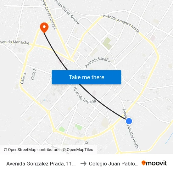 Avenida Gonzalez Prada, 1145 to Colegio Juan Pablo II map