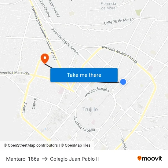 Mantaro, 186a to Colegio Juan Pablo II map