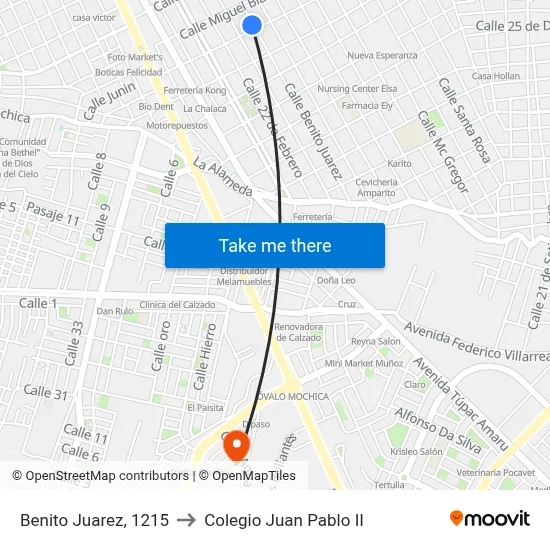 Benito Juarez, 1215 to Colegio Juan Pablo II map