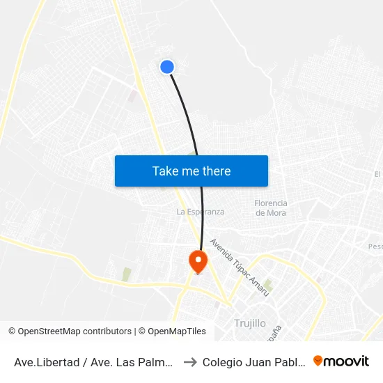 Ave.Libertad / Ave. Las Palmeras to Colegio Juan Pablo II map