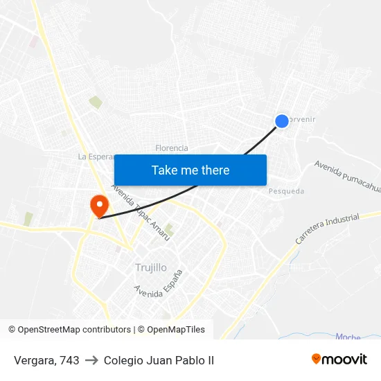 Vergara, 743 to Colegio Juan Pablo II map