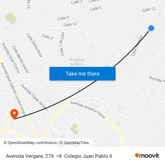 Avenida Vergara, 279 to Colegio Juan Pablo II map