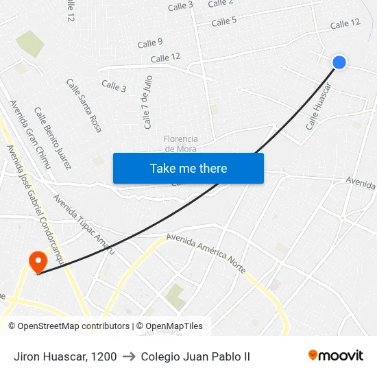 Jiron Huascar, 1200 to Colegio Juan Pablo II map