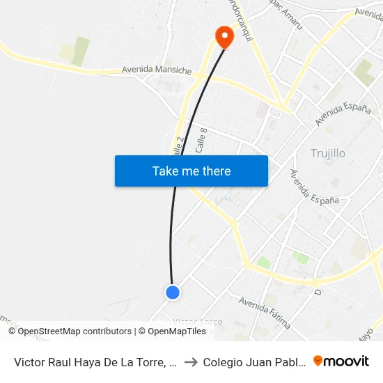Victor Raul Haya De La Torre, 400 to Colegio Juan Pablo II map