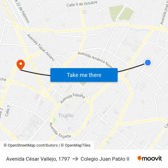 Avenida César Vallejo, 1797 to Colegio Juan Pablo II map