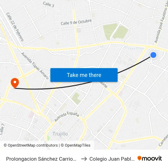Prolongacion Sánchez Carrion, 12 to Colegio Juan Pablo II map