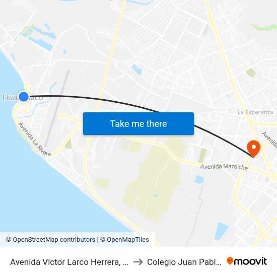 Avenida Victor Larco Herrera, 640 to Colegio Juan Pablo II map