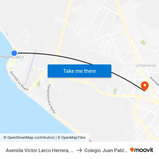 Avenida Victor Larco Herrera, 900 to Colegio Juan Pablo II map