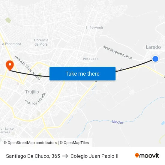 Santiago De Chuco, 365 to Colegio Juan Pablo II map