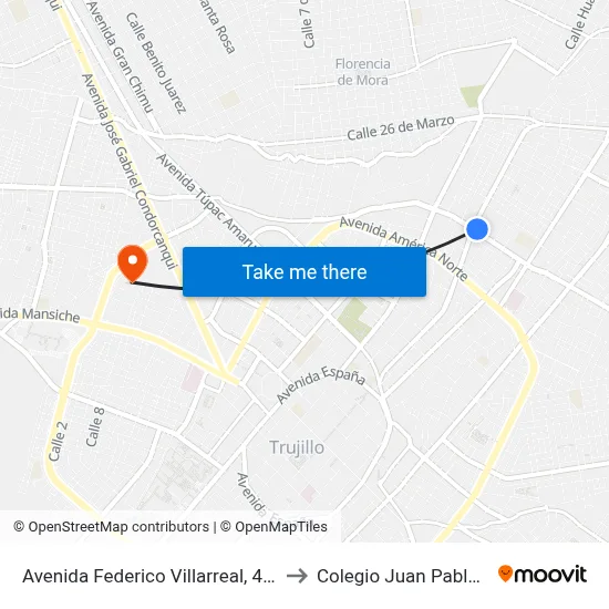 Avenida Federico Villarreal, 491 to Colegio Juan Pablo II map
