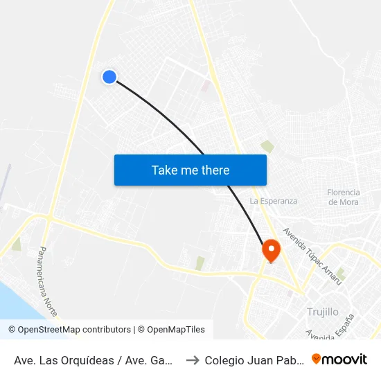 Ave. Las Orquídeas / Ave. Gamarra to Colegio Juan Pablo II map