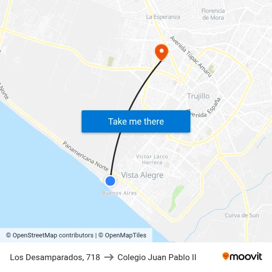 Los Desamparados, 718 to Colegio Juan Pablo II map