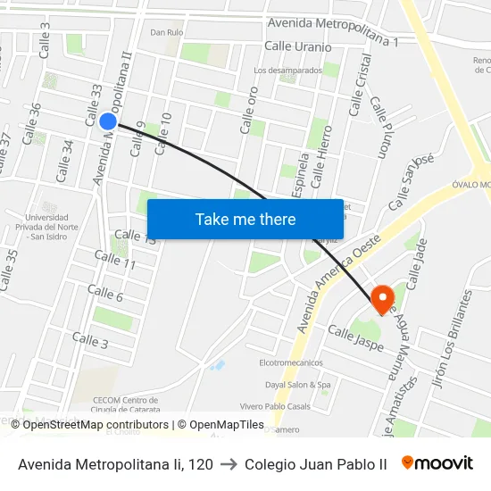 Avenida Metropolitana Ii, 120 to Colegio Juan Pablo II map