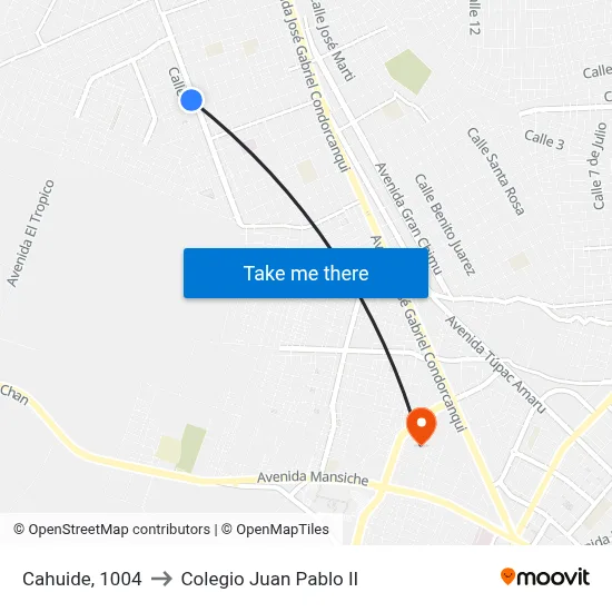Cahuide, 1004 to Colegio Juan Pablo II map