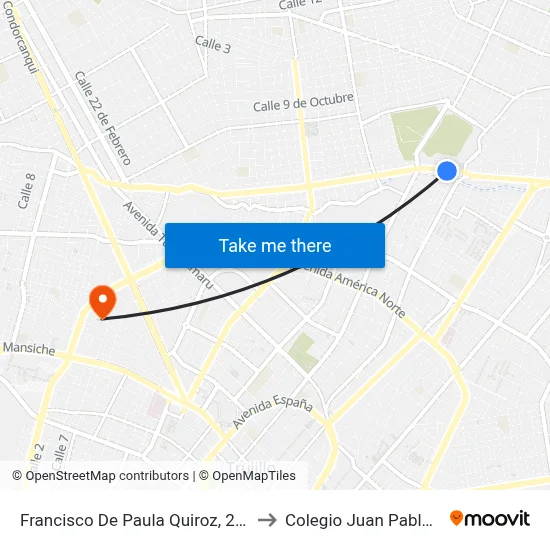Francisco De Paula Quiroz, 278 to Colegio Juan Pablo II map