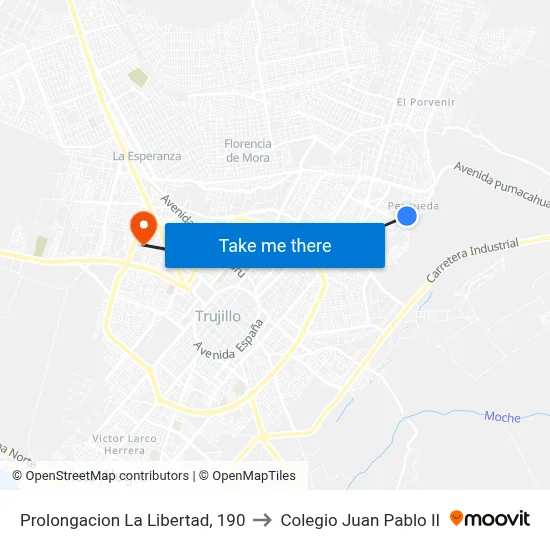 Prolongacion La Libertad, 190 to Colegio Juan Pablo II map