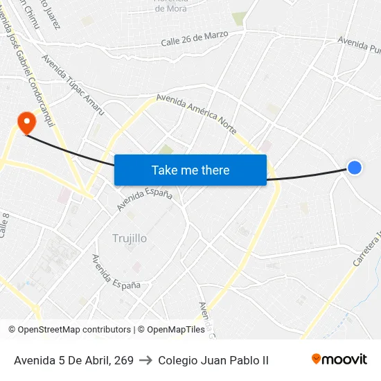 Avenida 5 De Abril, 269 to Colegio Juan Pablo II map
