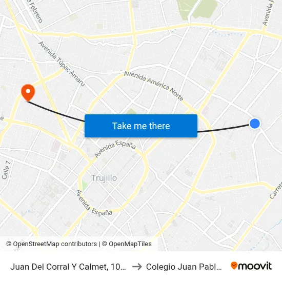 Juan Del Corral Y Calmet, 1082 to Colegio Juan Pablo II map