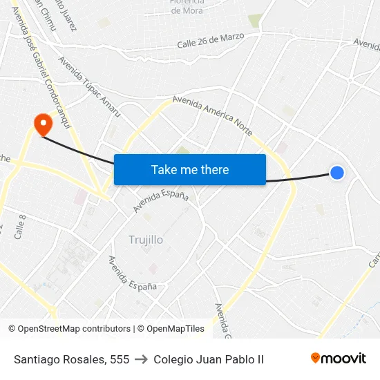 Santiago Rosales, 555 to Colegio Juan Pablo II map